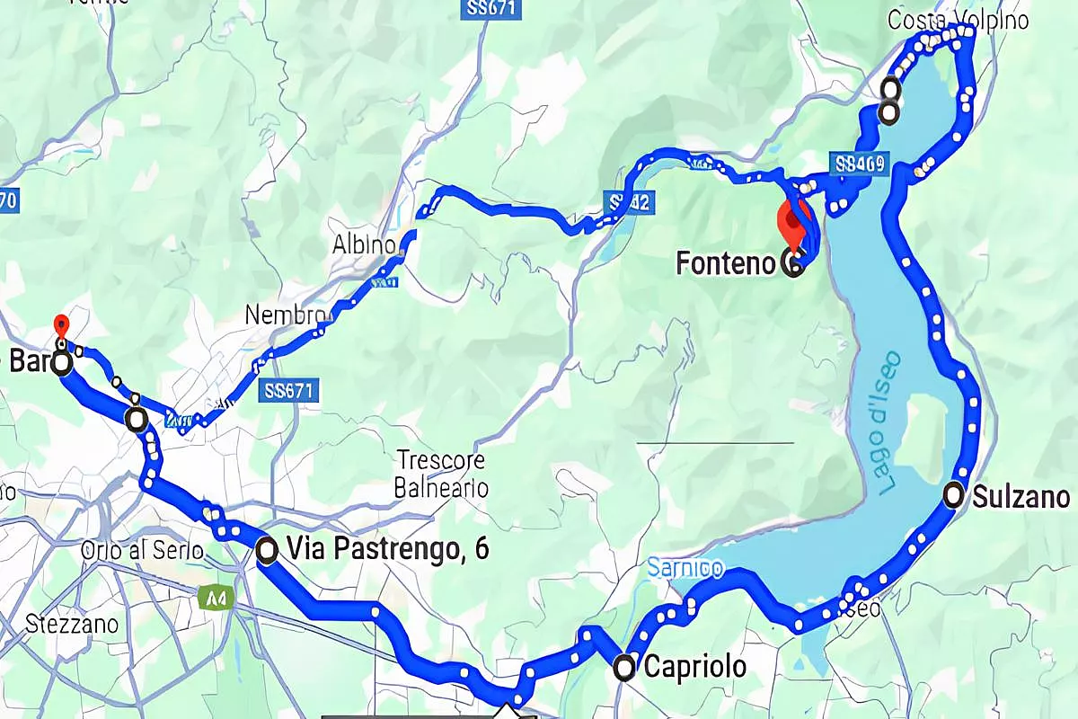 Mappa del giro che si farà al Pasquetta a Manetta