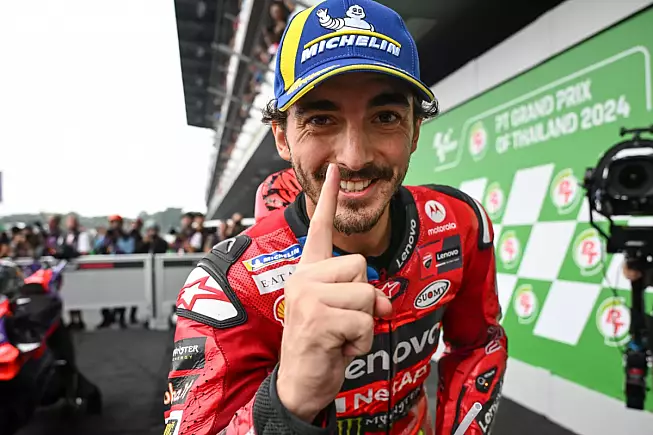 Bagnaia che festeggia la sua vittoria 
