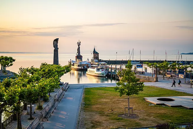 Lago di Costanza, statua di Imperia, Costanza, Baden-Württemberg, Germania