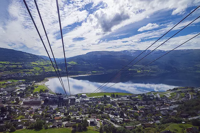 Veduta dalla funivia Voss Gondol. Voss, Norvegia