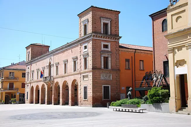 Castel Bolognese, Piazza de Giovanni. Shutterstock_1144458137