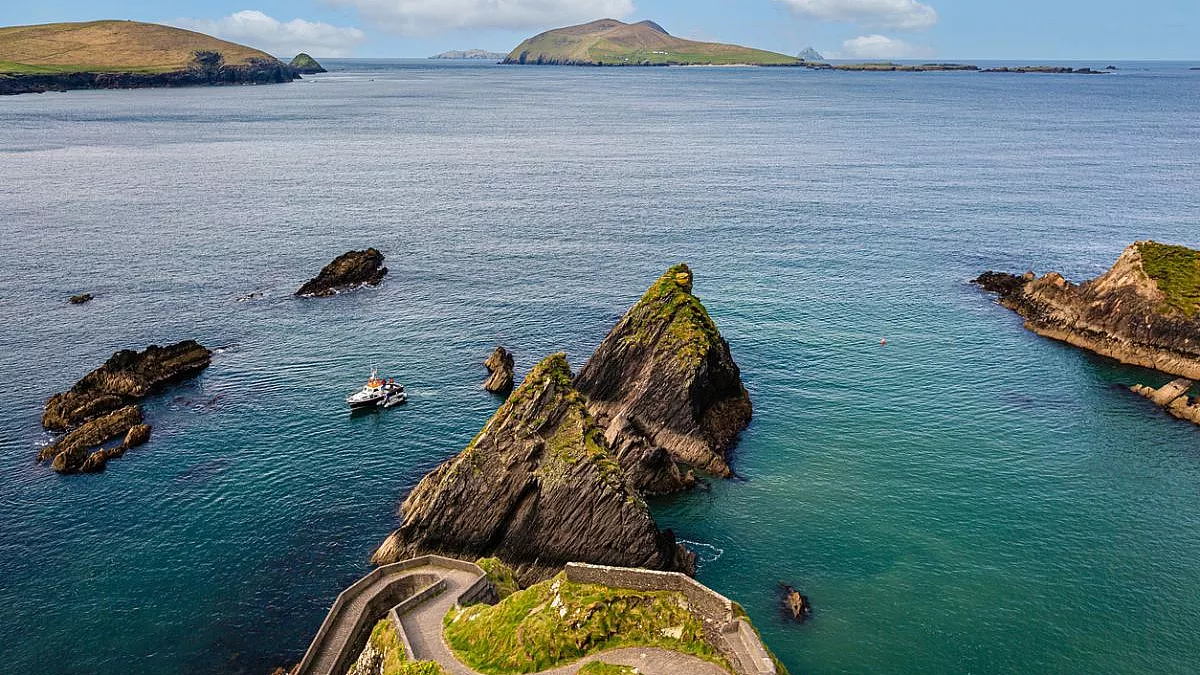 Dunquin Pier o Cé Dhún Chaoin, il molo di Dunquin. Penisola di Dingle, Irlanda