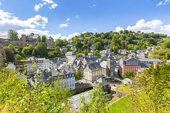 Il pittoresco centro storico di Monschau. 