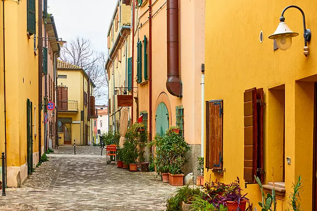 Uno scorcio del centro storico di San Giovanni in Marignano, in Romagna. 
