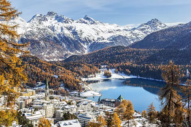 St. Moritz, vista dalla collina, Svizzera