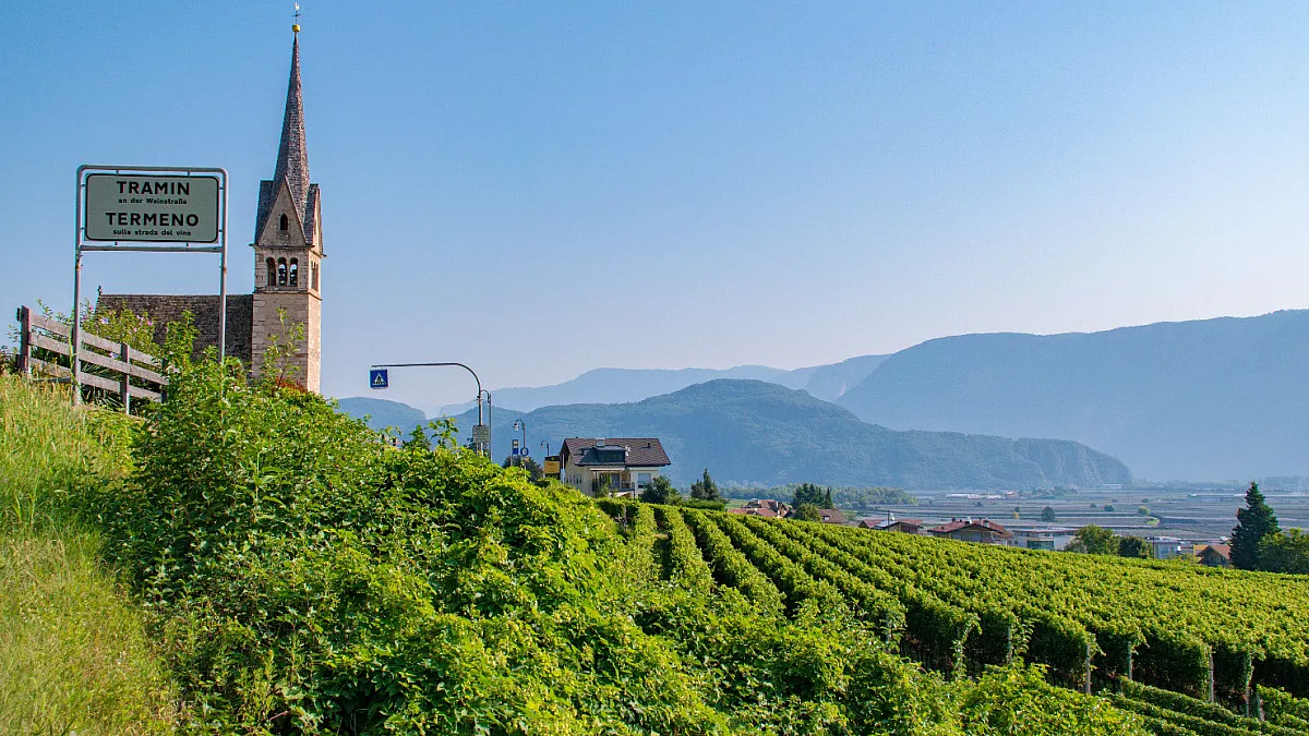 Strada del Vino, vista di Tramin, o Termeno. Provincia di Bolzano, Trentino Alto Adige. aaddyy/Shutterstock.com
