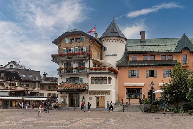 Megeve, Place de Eglise. iStock-1833519480
