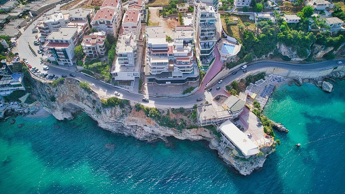 Valona, Albania. Vista aerea della costa