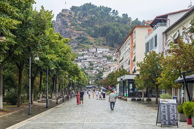 Bulevardi Republika. Berat, Albania. Shutterstock_2622059541