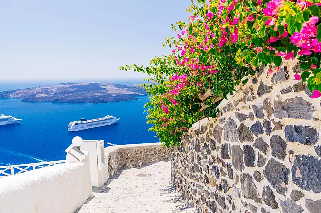 Caldera di Santorini, Santorini, e vista di Fira