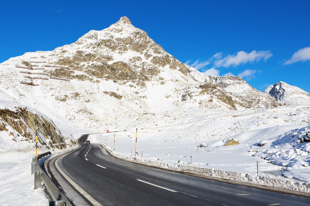 Julierpass, inverno Svizzera in moto